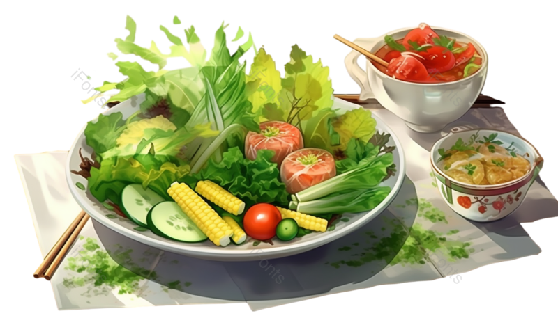 元素图片,秋天元素,沙拉PNG,插画免抠素材